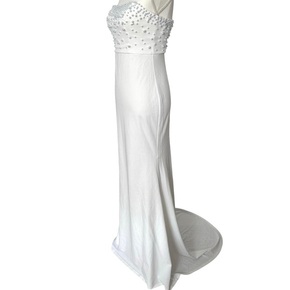 LULUS White Strapless‎ Embellished Gown S | Bridal Formal Maxi Dress NWOT - Picture 4 of 10